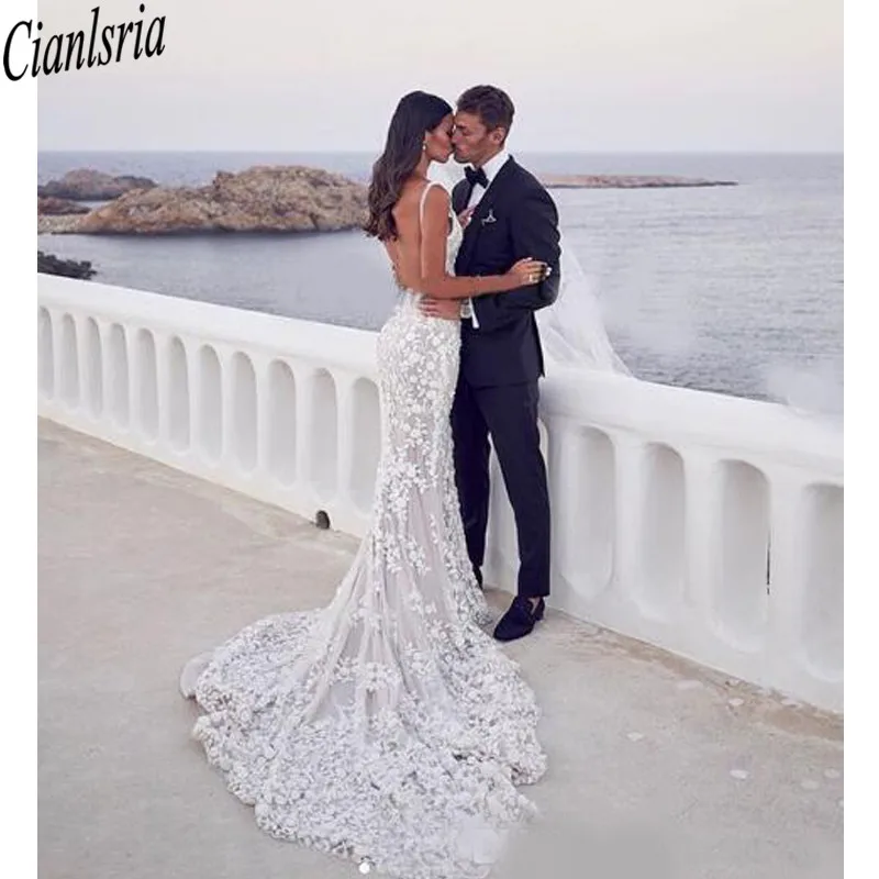 Женское свадебное платье с юбкой годе Steven Khalil Пляжное Платье V-образным вырезом и