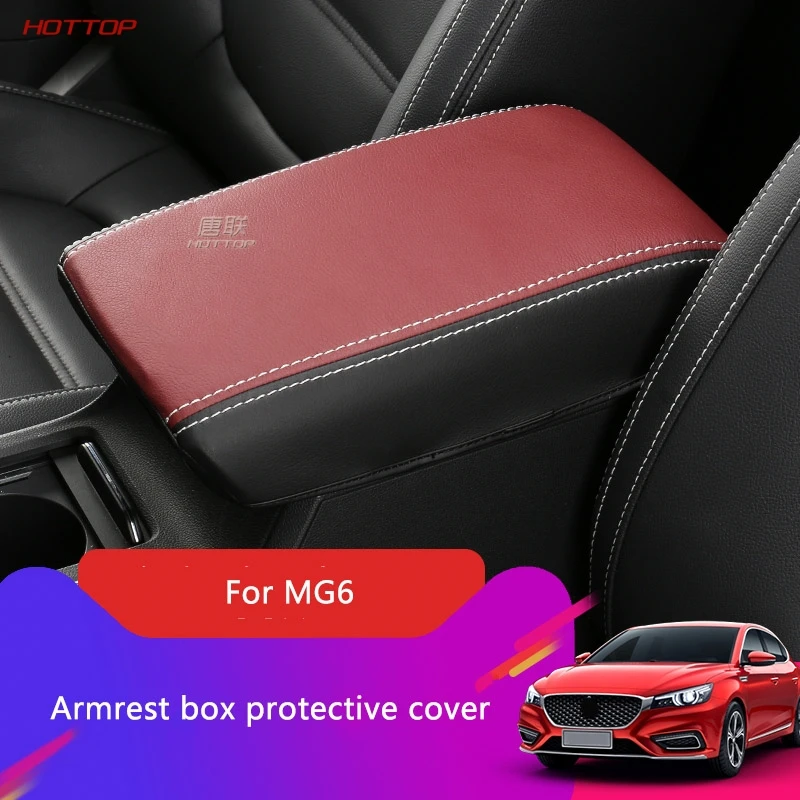 

Для Mg6 2017 2018 2019 2020 защитный чехол для подлокотника, кожаный чехол для центрального подлокотника, кожаный чехол для центрального интерьера
