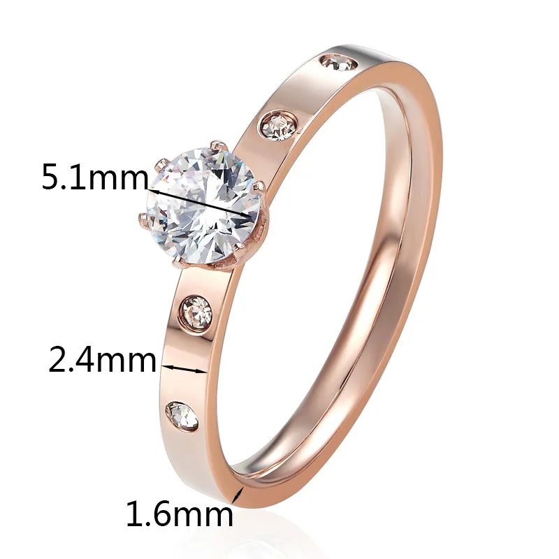 Из нержавеющей стали кольцо из розового золота Цвет AAA циркон блестящие стразы