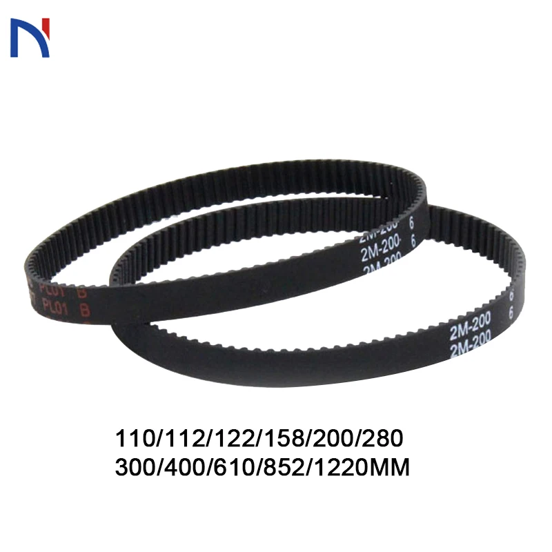 GT2 Belt Closed Loop Timing Belt 2GT 6mm Rubber 3D Printer Parts 110 112 122 158 200 280 300 400 610 852mm Synchronous Belts