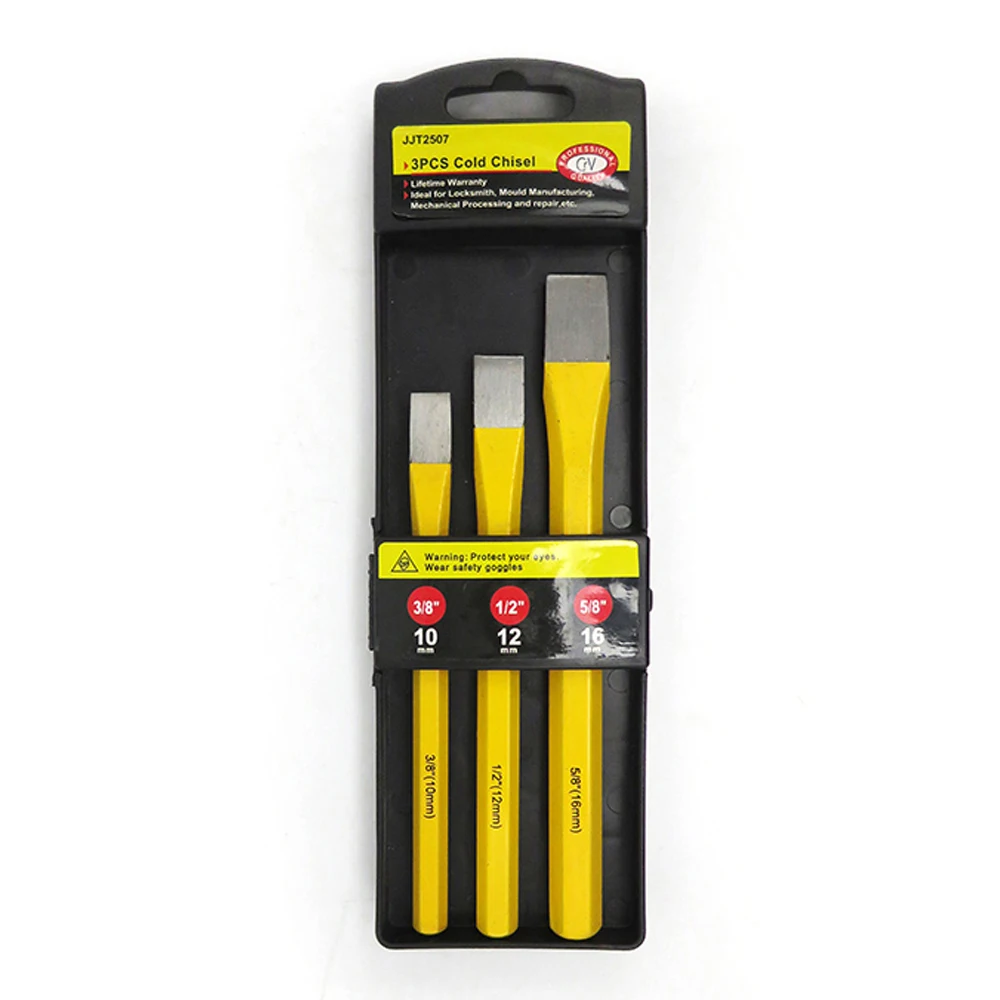 

3/8'' 10mm,1/2'' 12mm,5/8'' 16mm Set Of Solid Steel Metal Cold Hammer Chisels