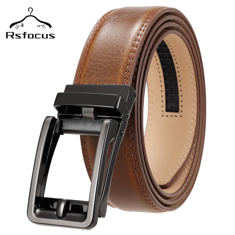 

Rsfocus New Authentic High-end Men Belt Mens Casual Fashion Automatic Buckle Belt Men's Leather Belt Business Male Belt R25