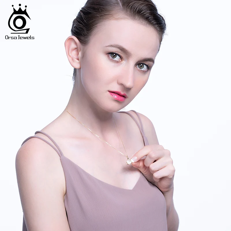 ORSA JEWELS 925 ожерелье с подвеской в виде лебедя для женщин из стерлингового серебра АААА Циркон классические милые вечерние ювелирные изделия для помолвки SN177