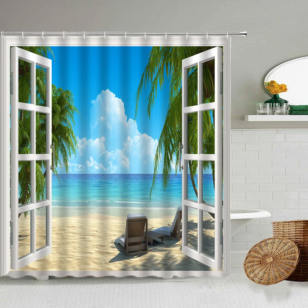 cartoon sea animal blue dolphin fish pattern shower curtain set fun kids bathroom decoration toilet partition waterproof screen free global shipping