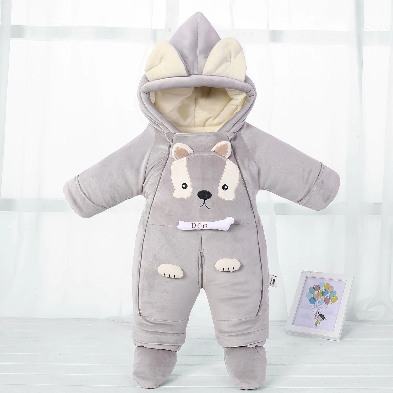 Детский комбинезон с капюшоном зимний теплый для новорожденных мальчиков и