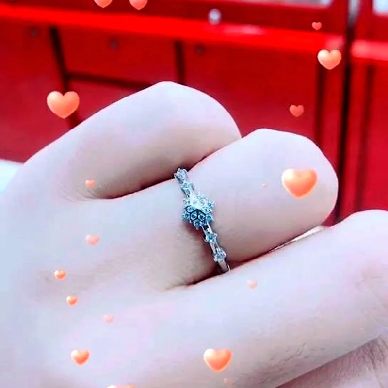 

OMHXZJ Wholesale XR87 European Fashion Woman Girl Party Birthday Wedding Gift Snowflake AAA Zircon 100% 925 Sterling Silver Ring