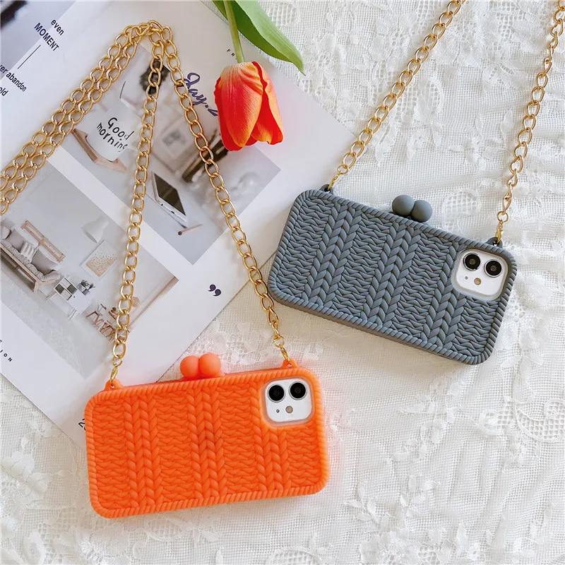 

Fashion Woven Clutch Bag Phone Case For iPhone 12 11 Case Pro Max XR XS X 8 7 Plus Soft Silicone Shockproof Cover Shoulder Strap