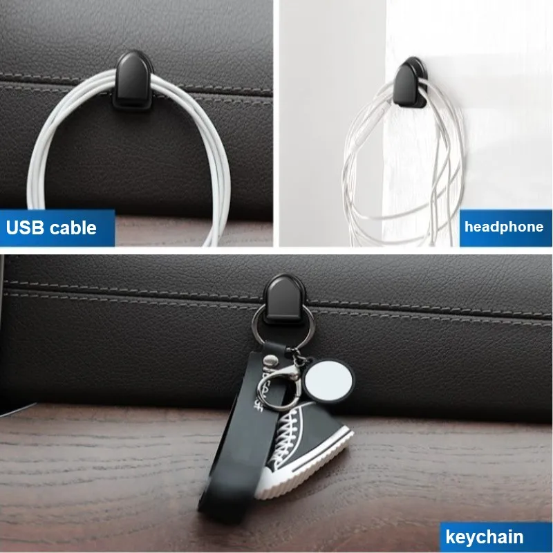 aвтомобильные мини крепежные зажимы черный самоклеящийся крючок для USB кабеля