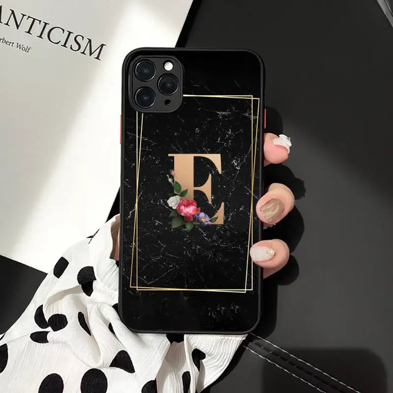 

marble flower letter Phone Cases Matte Transparent for iPhone 7 8 11 12 s mini pro X XS XR MAX Plus cover funda
