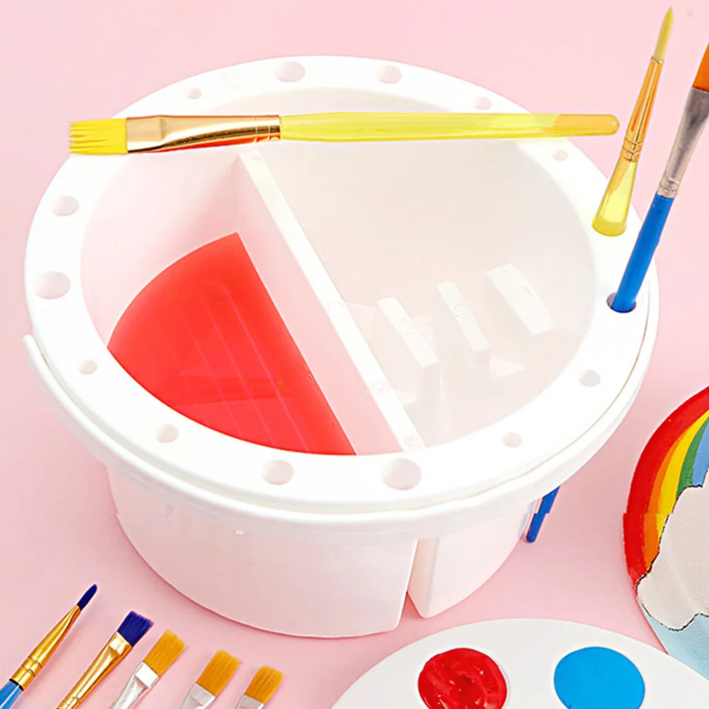 

2pcs Paint Brush Basins Paint Brush Tubs with Brush Holder and Color Tray