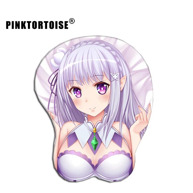 Anime Re:Life in a different world from zero Emilia 3D Chest Silicone Wrist Rest Mouse Pad notebook PC Emilia playmat