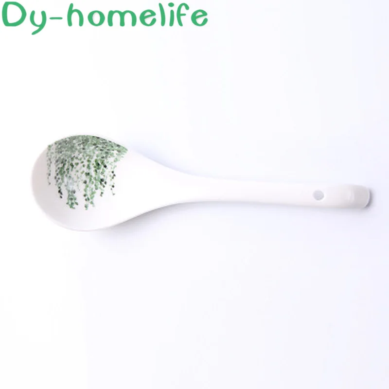 

22.5cm Nordic Ins Net Red Creative Green Plant Ceramic Rice Spoon Hotel Spoon Home Kitchen Supplies
