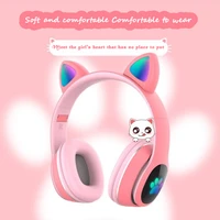 new cute cat ear wireless bluetooth headset game headset led light effect bluetooth 5 0 with microphone cool gift for children a
