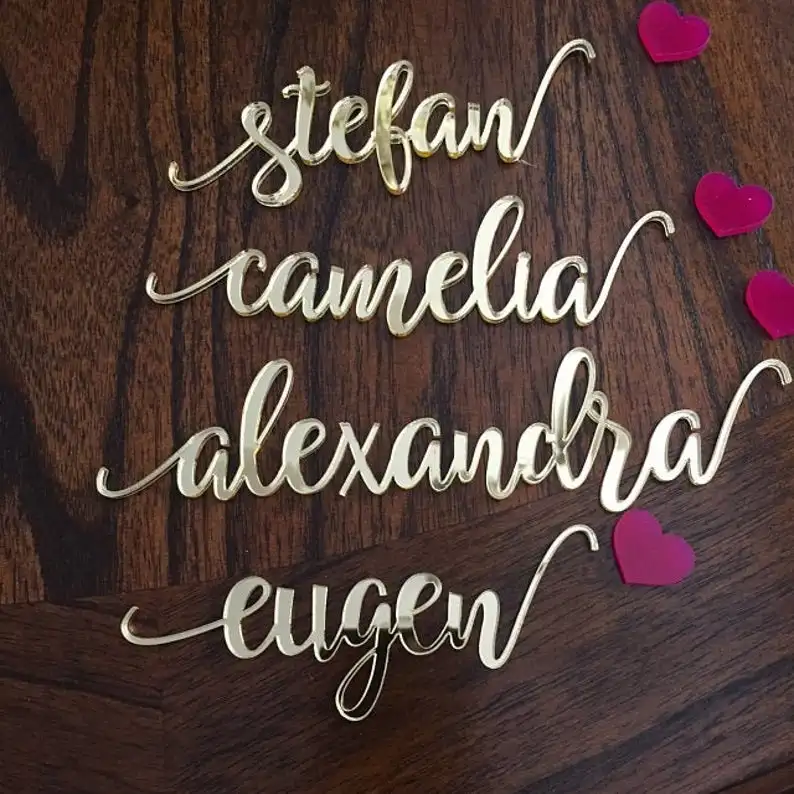 Золотые свадебные визитные карточки персонализированные акриловые лазерные