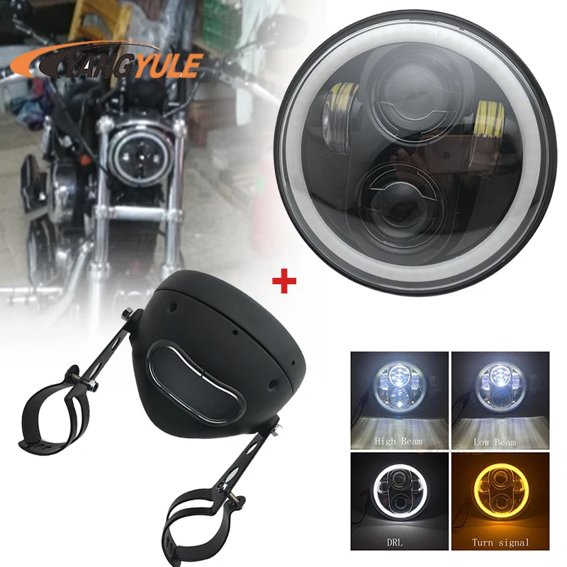 5 75 дюйма 45 Вт круглый светодиодный светильник Белый DRL желтый указатель поворота