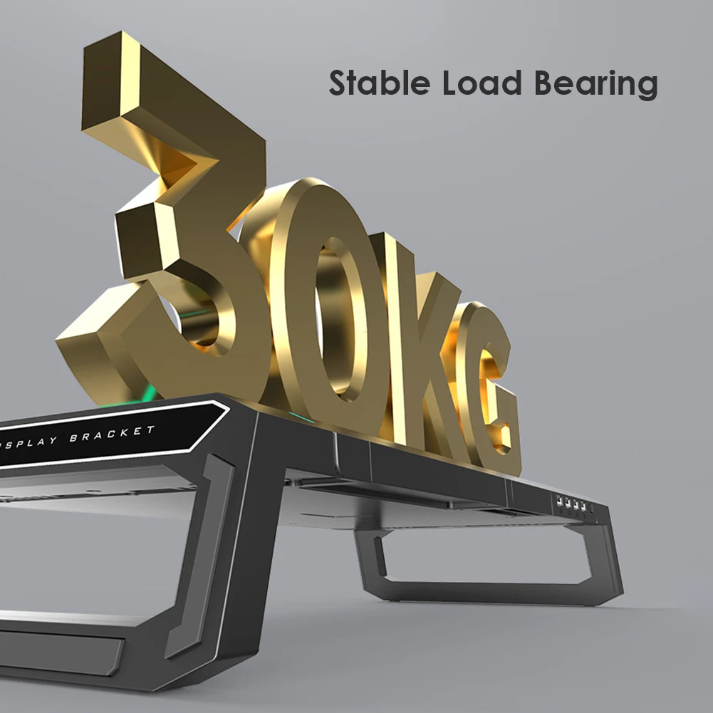 

Adjustable Desktop Computer Monitor Riser Laptop Monitor Stand Riser RGB Support with 4 USB3.0 Computer Desk Organizer