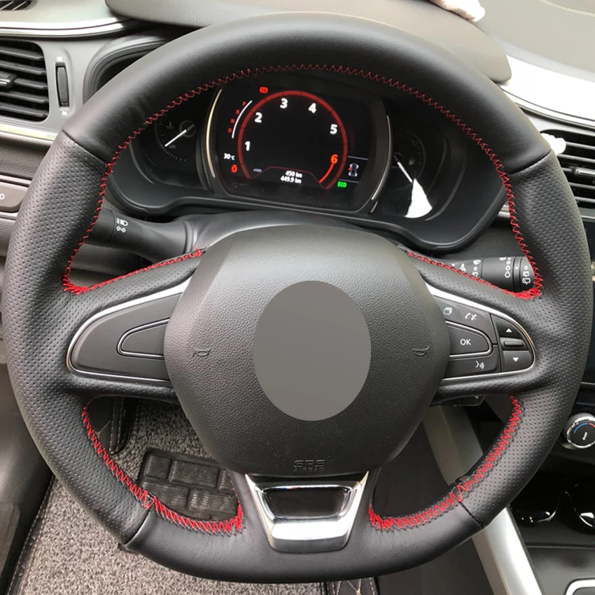 Черная искусственная кожа PU чехол рулевого колеса автомобиля для Renault Kadjar Koleos Megane