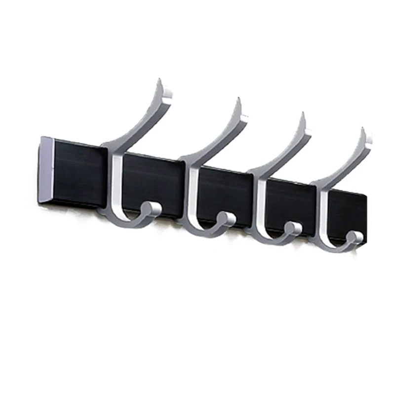 

4/6 Hooks Space Aluminum Kitchen Punch-free Wall Hooks Bathroom Row Hook D0ADBathroom Accessories