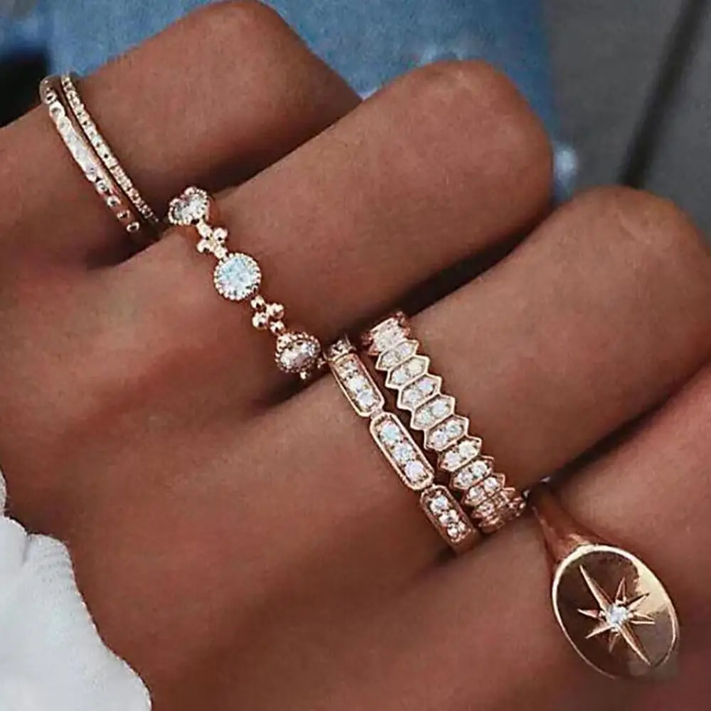 Печатка для помолвки в виде звезды 6 шт./компл. starburst простой золотистый |