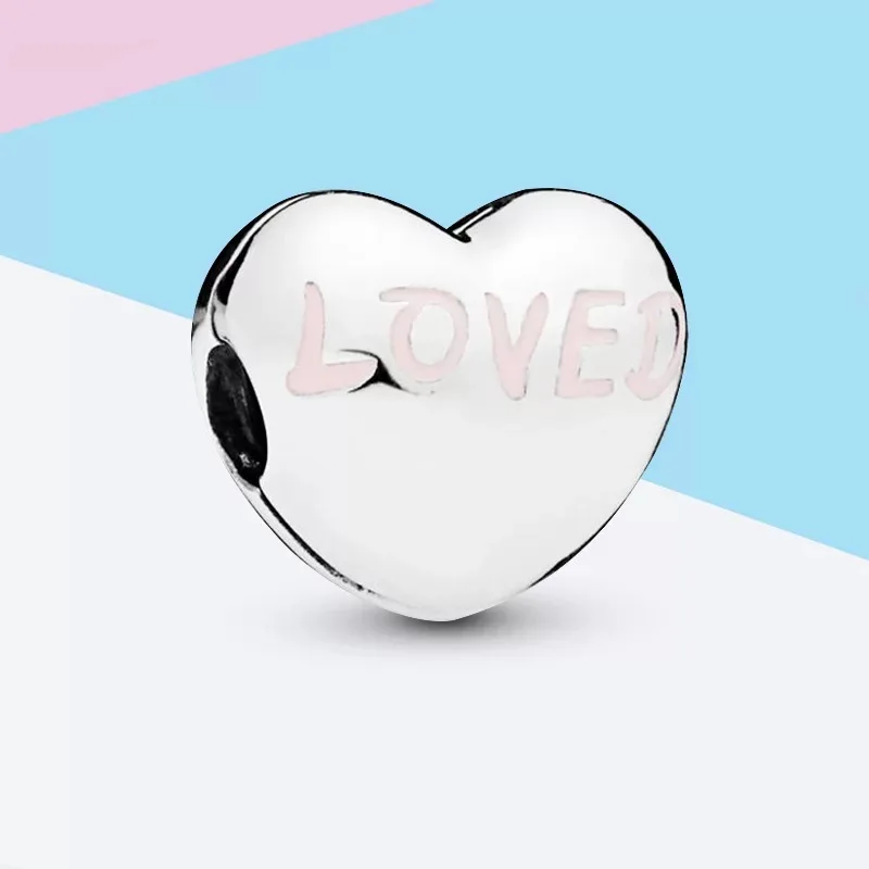 Аутентичные 925 пробы Серебряные Красочные любовные тепловые Подвески