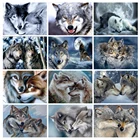 Алмазная мозаика 5d сделай сам, Набор для вышивки крестиком, с изображением волка, пара животных, домашнее украшение для стен картины на стену декордекор на стенунаклейки на стену вышивка крестом наборы алмазная