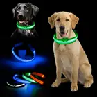 Ошейник для собак со светодиодный светильник кой, ночной регулируемый безопасный нейлоновый светящийся ошейник, светящиеся ошейники для собак товары для домашних животных