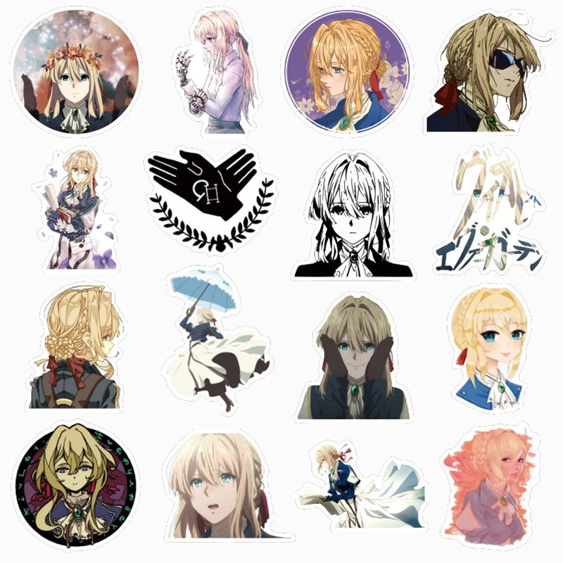 

50Pcs Japanese Cartoon Cartoon Cute Violet Evergreen Garden Sticker Refrigerator Skateboard Suitcase Children's Toys Sticker