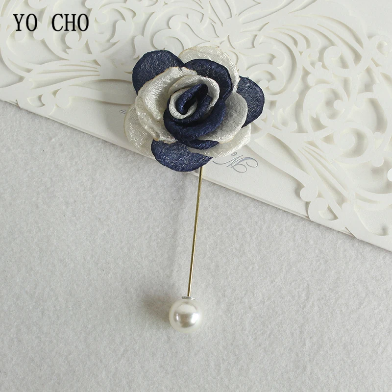 YO CHO 2 шт. ткань брошь Роза Свадебные булавки бутоньерка для жениха с отверстием