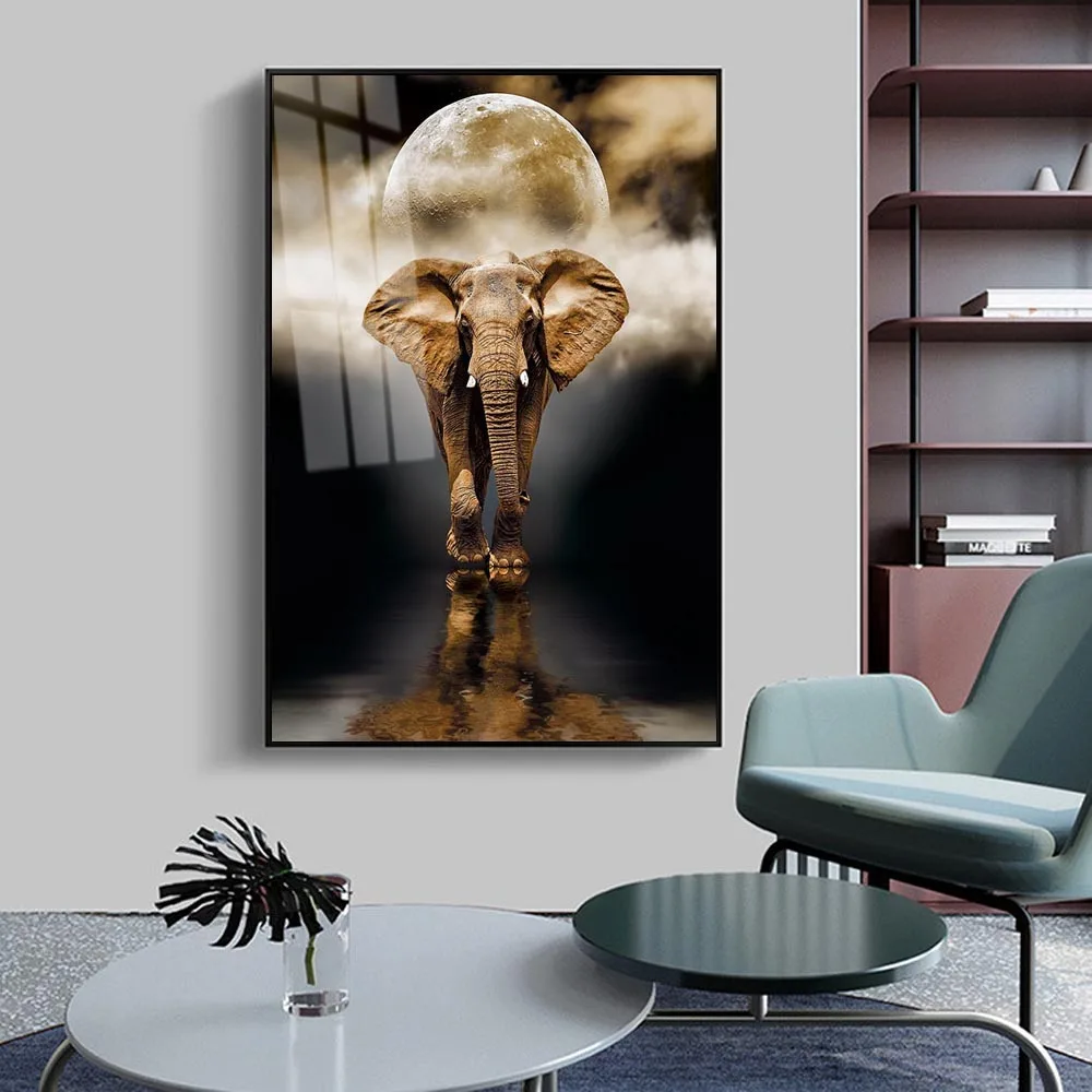 Картина на холсте с изображением слона постер эстетическими животными Офисная