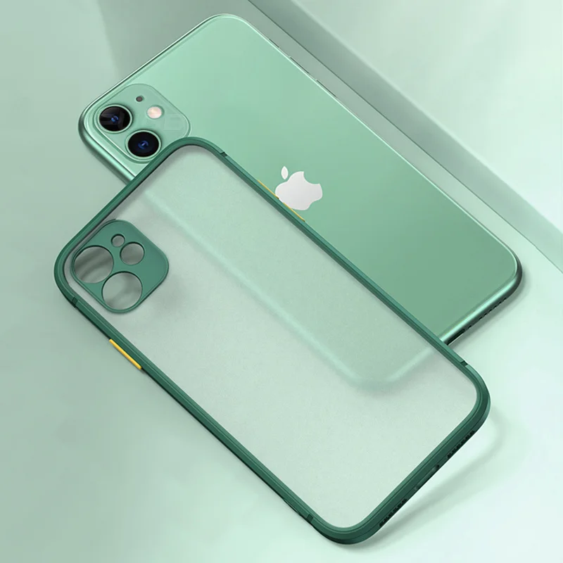 

Shockproof Armor Matte Transparent Case For iPhone 12 11 Pro XS Max Mini XR X 7 8 Plus SE Silicone Bumper Hard Cover