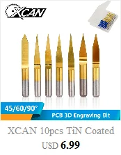 XCAN 10 шт. 45/60/90 градусов PCB V Форма гравировочные биты 3D фрезерный станок с ЧПУ Бит 3,175 мм хвостовик резьба PCB Фрезерный инструмент
