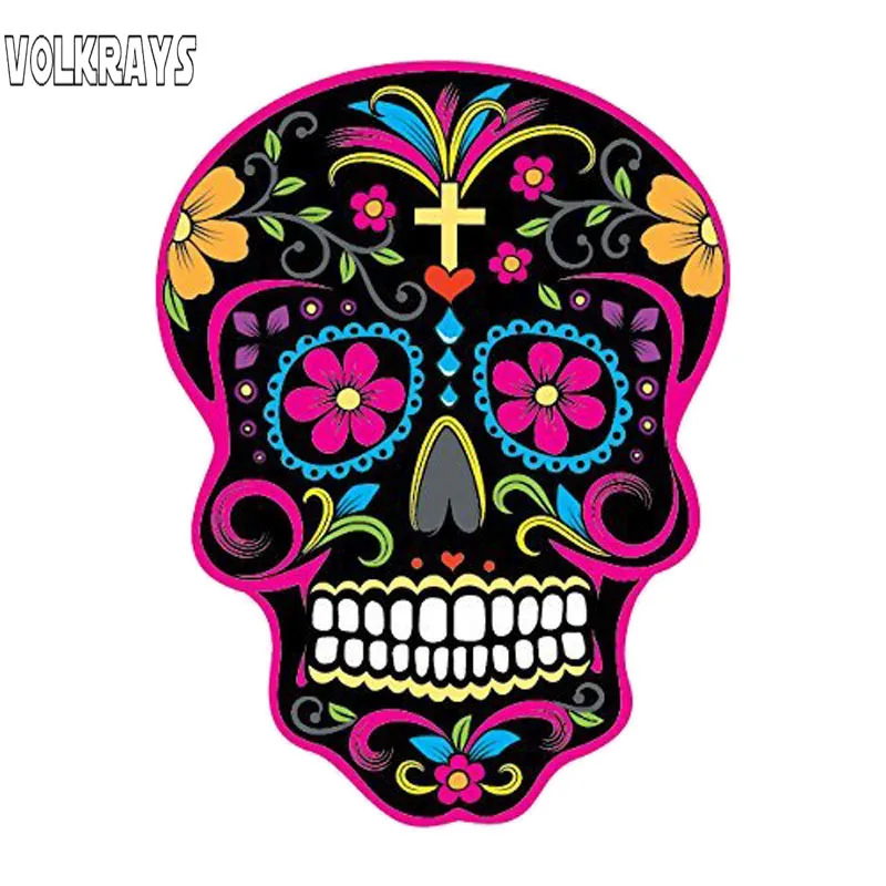 Модная Автомобильная наклейка Volkrays с мексиканским сахарным черепом