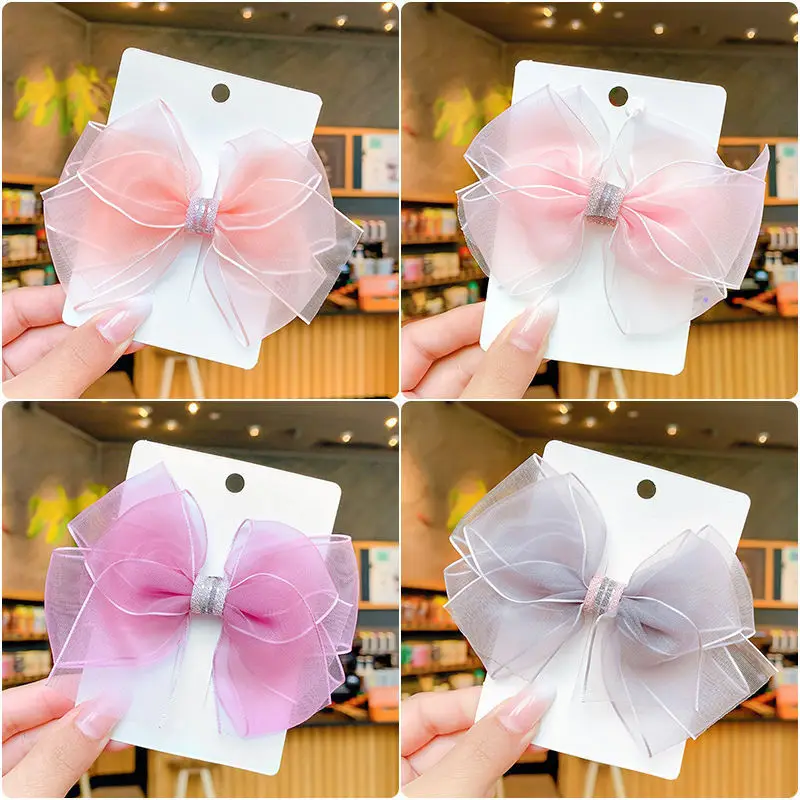 

Fresh Cute Organza Bow Hairclips Korean Baby Kids Princess Hairpins Side Clips Barrettes Girls Hair Accessories Headdress