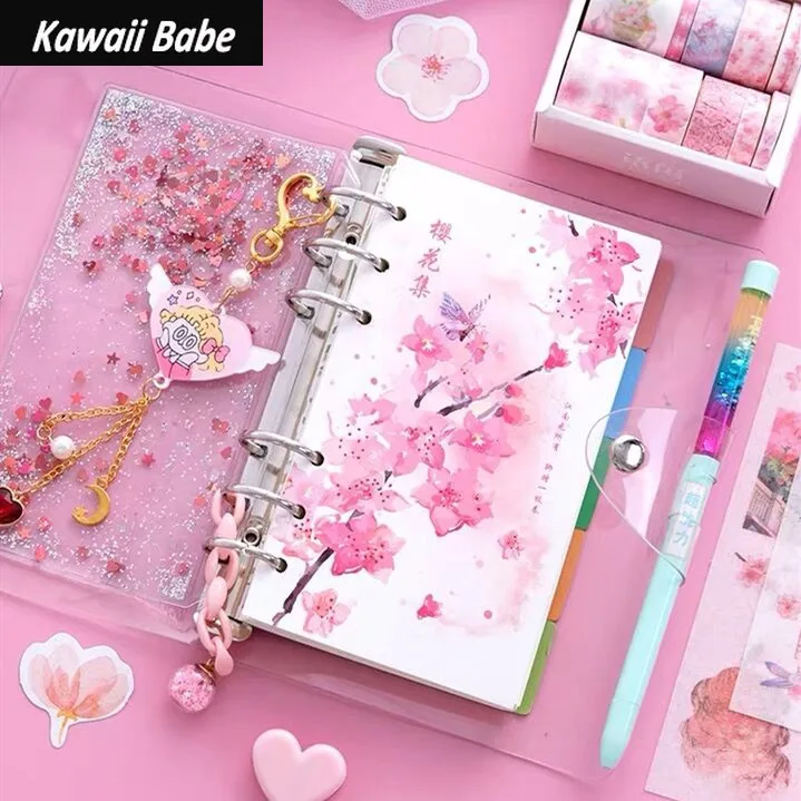2022 Kawaii Bling Cherry Blossoms A6 свободный дневник блокнот журнал записная книжка ежедневник