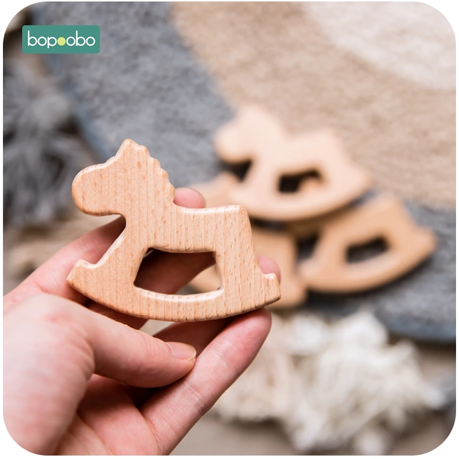 Bopoobo 5 шт. деревянный Прорезыватель для еды, из бука, деревянные животные, детские игрушки для новорожденных, подвеска, соска, комплект для медицинских процедур, Детские трофеи