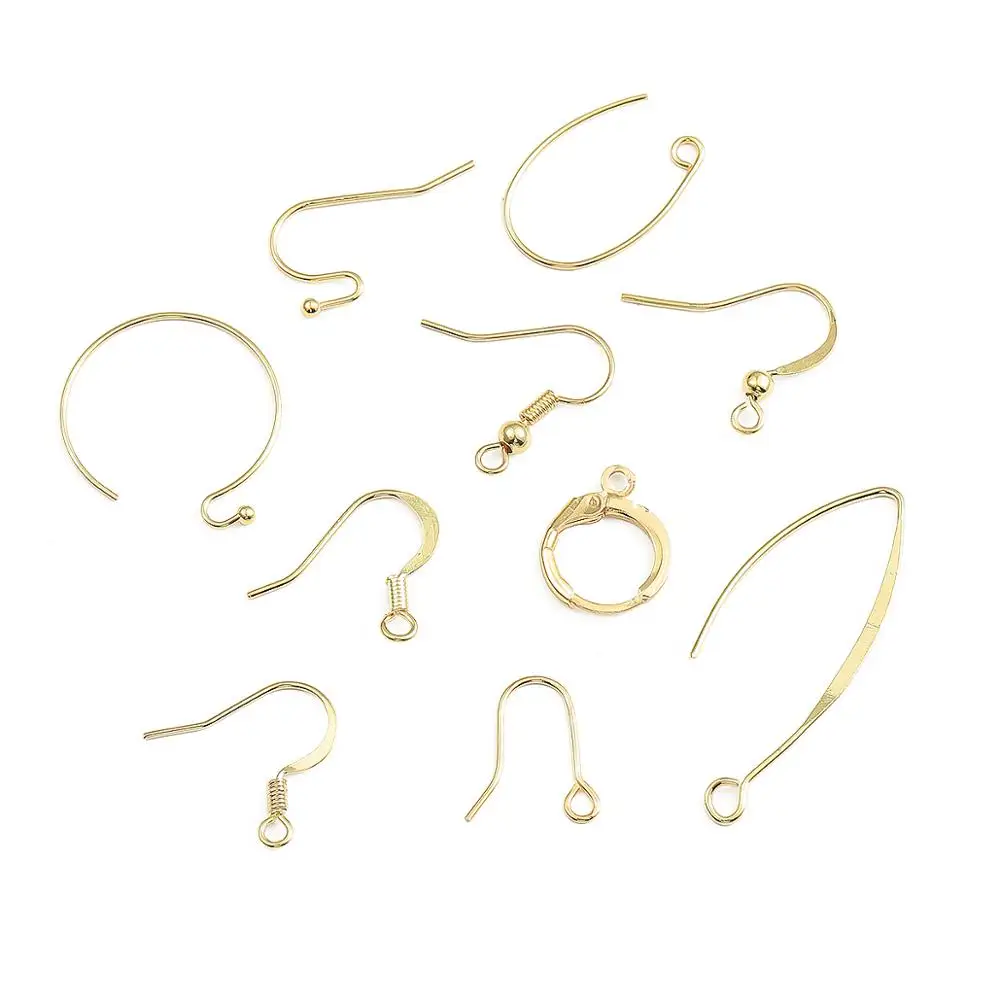 Латунные позолоченные французские Серьги-крючки 10-20 шт./лот 10 размеров