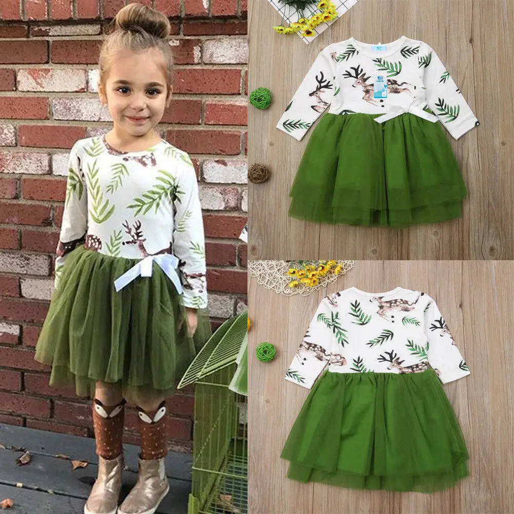 UK Stock Christmas Dress Toddler Baby Girls Clothes Casual Party Princess Tulle Tutu 2-7T | Детская одежда и обувь