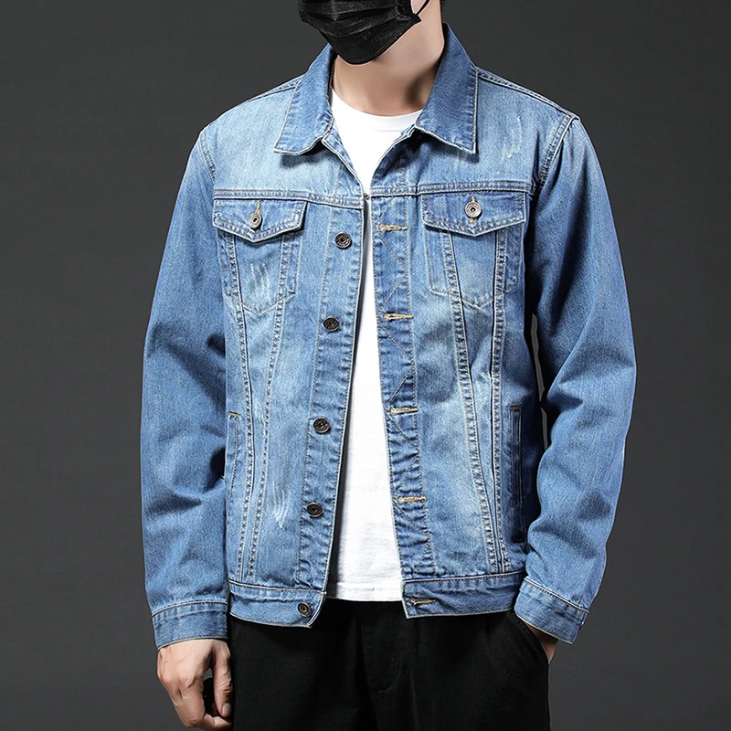 Vintage Embroidered Indian Denim Jacket 2020 New Men's Slim Cowboy European and American Style Long Sleeve Jeans Coat | Мужская
