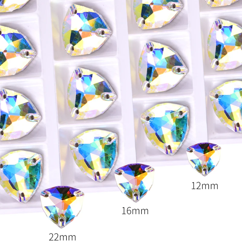 Лучшее качество жир три угла Хрустальное стекло пришить Стразы страз Алмаз