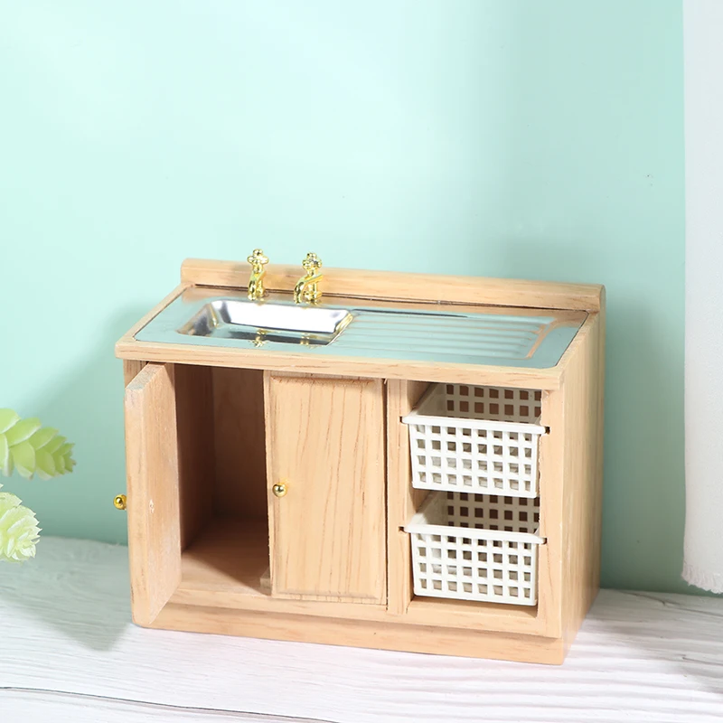 Горячая Распродажа 1:12 деревянный кукольный домик мебель раковина шкаф| |