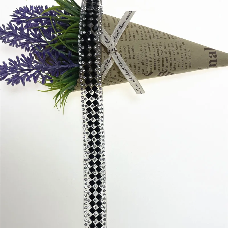 1 ярд белые черные стразы горячей фиксации стеклянная лента с кристаллами