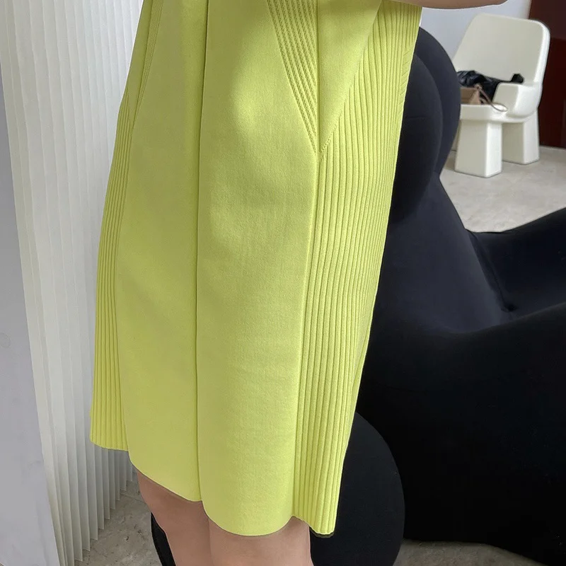 

TWOTWINSTYLE casual knitting dresses for female v neck short sleeve pure color women's casual dress fashion summer new 2021