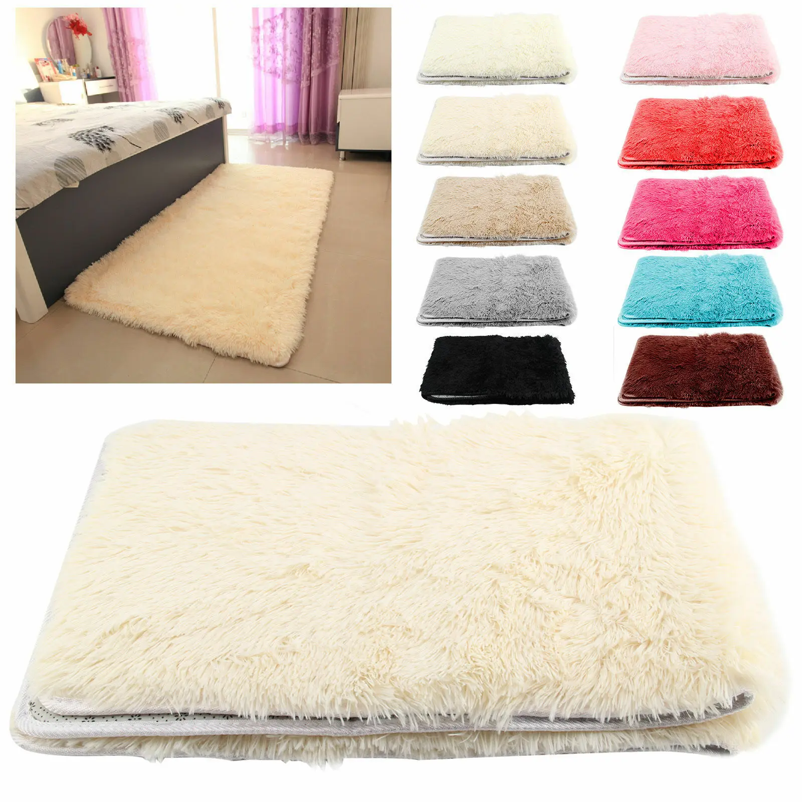 

Утолщенный нескользящий ковер из вымытого шелка для дома, для гостиной, журнального столика, спальни, прикроватный коврик, коврики для йоги,...