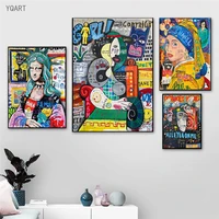 modern graffiti art mona lisa canvas paintings on the wall art posters abstract famous pictures for home living room decoration