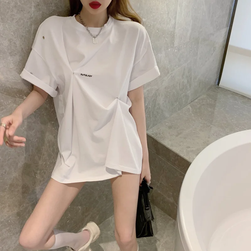 Новинка лета Свободный Асимметричный топ средней длины в Корейском стиле