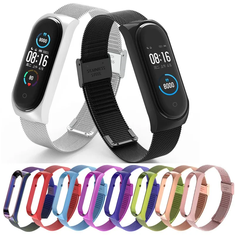 Ремешок для смарт-часов Xiaomi Mi band 6 5 Металлический Стальной сменный