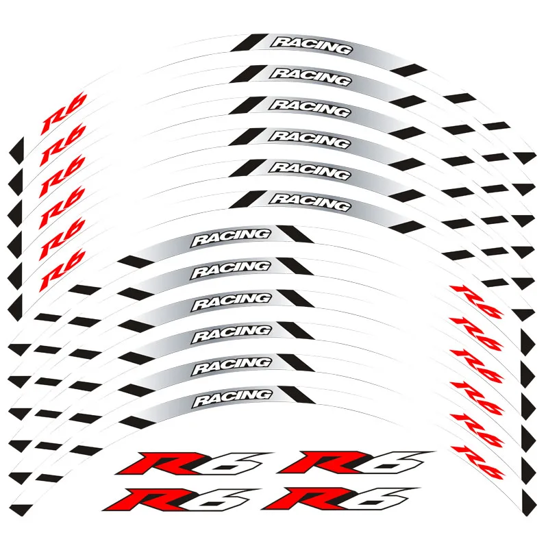 Новый Высокое качество 12 шт. подходит колеса мотоцикла стикеры в полоску