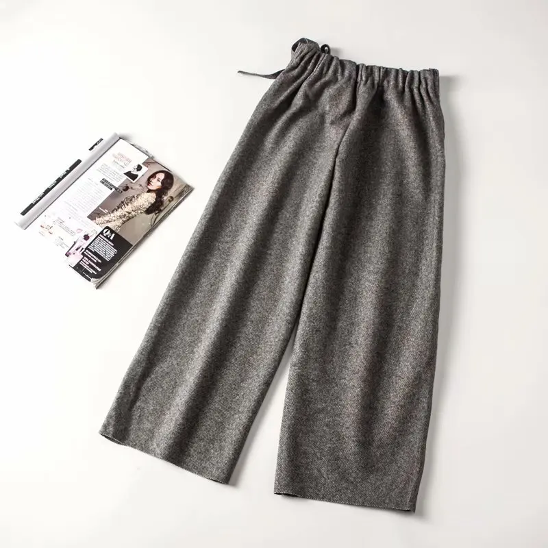 

Clothing Women Autumn Winter High Waist Lace Up Wide Leg Pants Causal Loose Pants for Girls Fashion Woman Trousers Streetwear