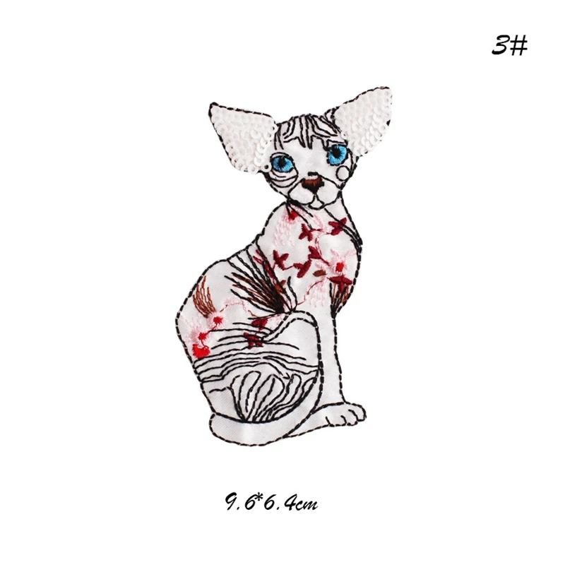 Большой размер цветок Милая сиамская кошка вышитые патчи блестки животные