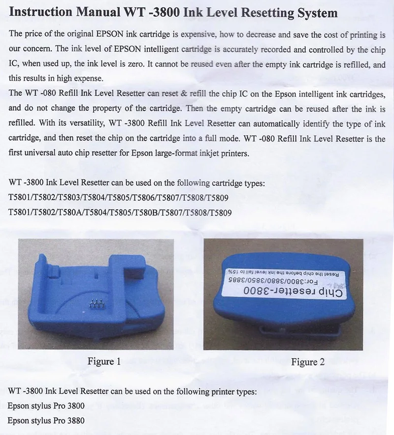 Восстановитель чипа резервуара Vilaxh для принтера Epson Stylus Pro 3800 3800C 3850 3880 3890 3885 |